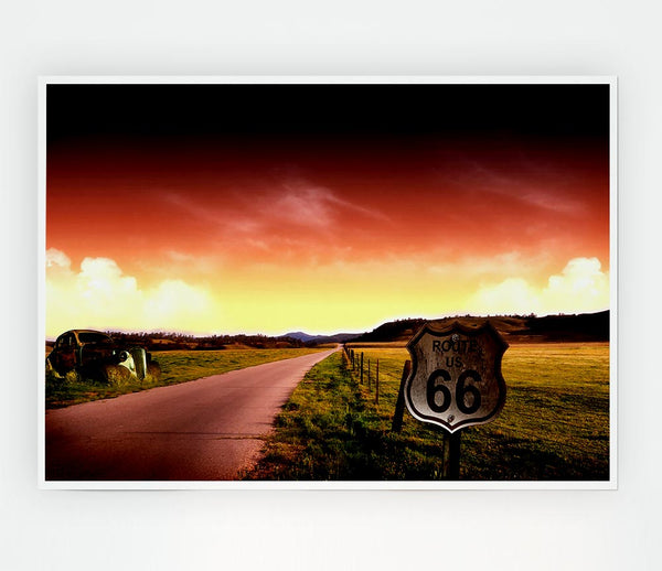 Drive Route 66 Print Poster Wall Art