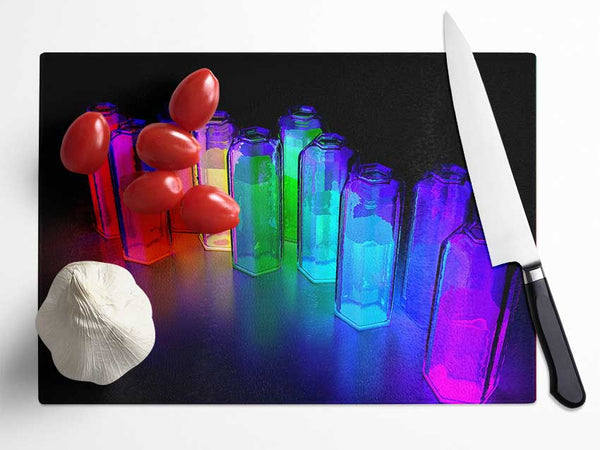 Colorful 3D Bottles Glass Chopping Board