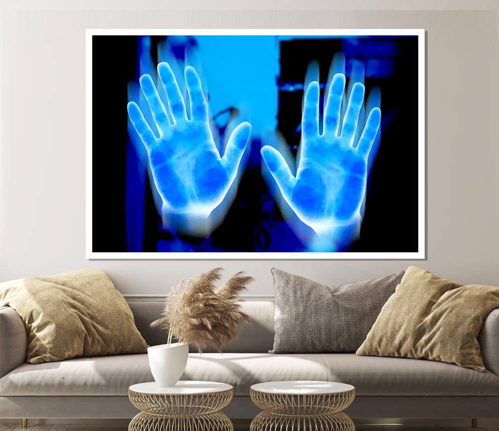 Vibrant Blue Hand Prints Print Poster Wall Art