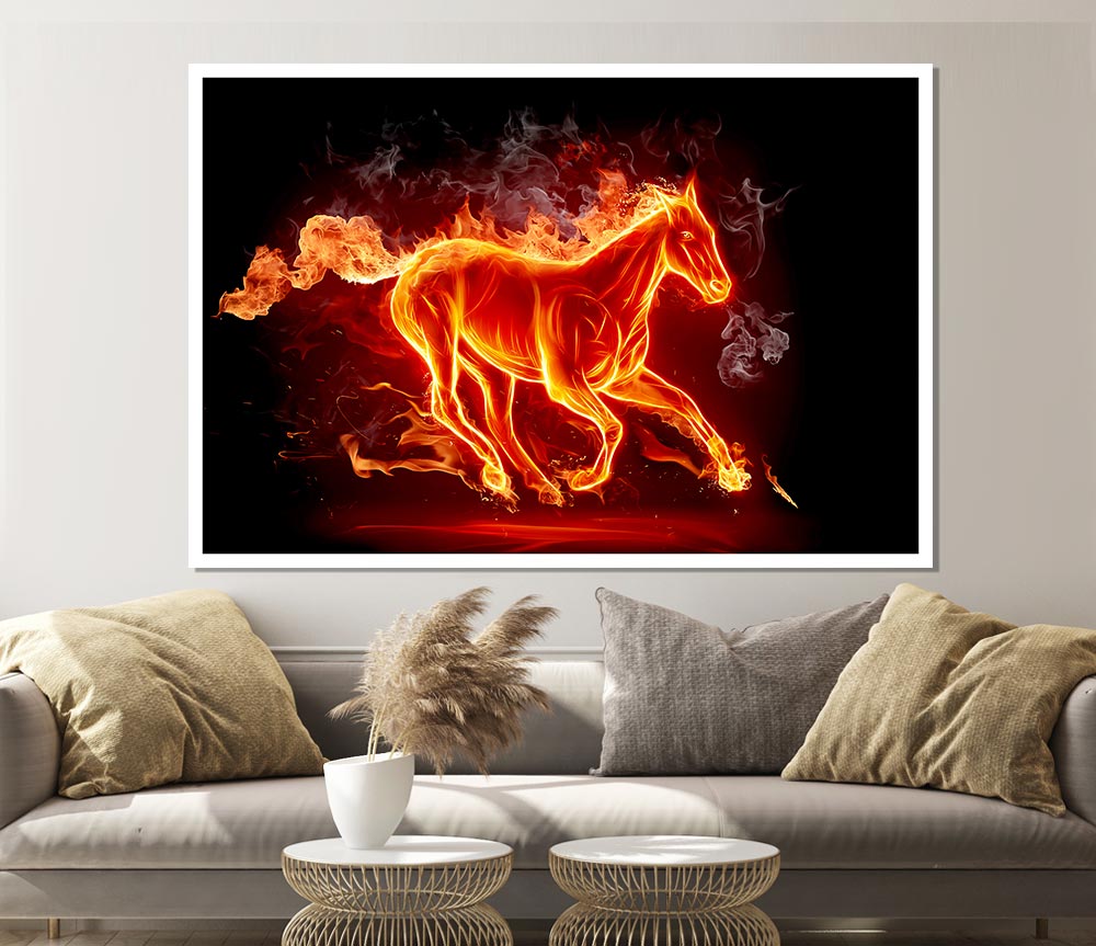 Horse Of Flames Print Poster Wall Art