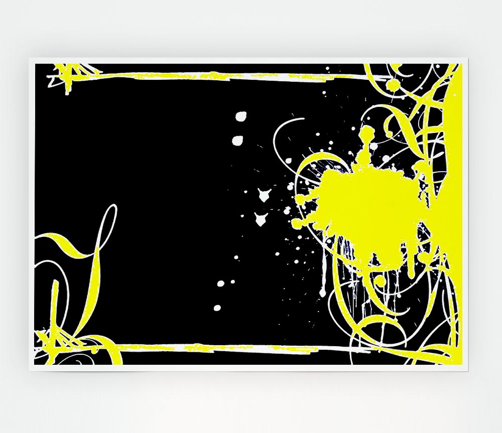Yellow On Black Print Poster Wall Art