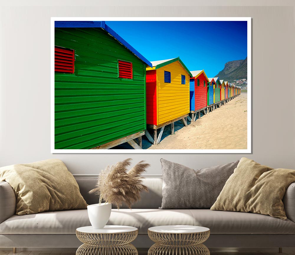 Beach Hut Colours Print Poster Wall Art