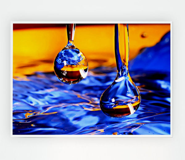 Duo Water Droplet Blue Orange Print Poster Wall Art