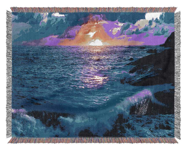 The Movement Of The Ocean At Dawn Woven Blanket