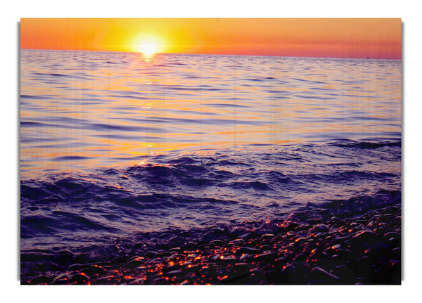 Orange Sunset Ocean Glisten