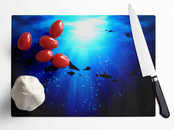 Life Under The Ocean Glass Chopping Board