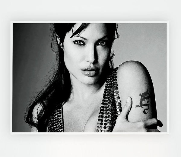 Angelina Jolie Dragon Tattoo Print Poster Wall Art