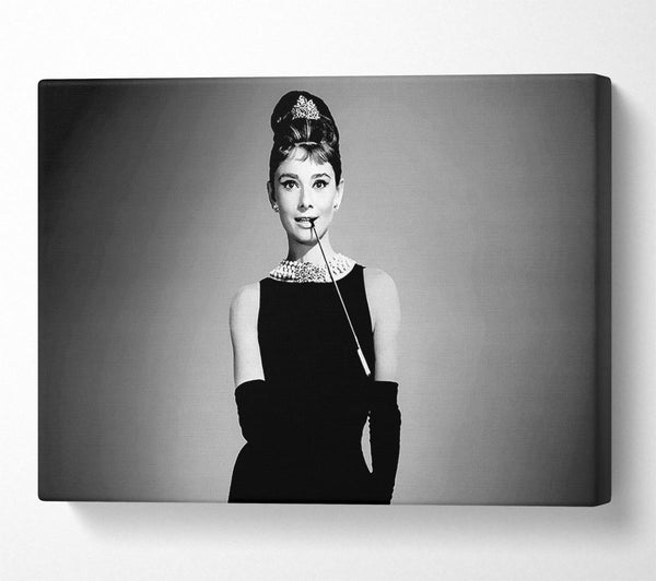 Picture of Audrey Hepburn Cigarette Breakfast At Tiffanys Canvas Print Wall Art