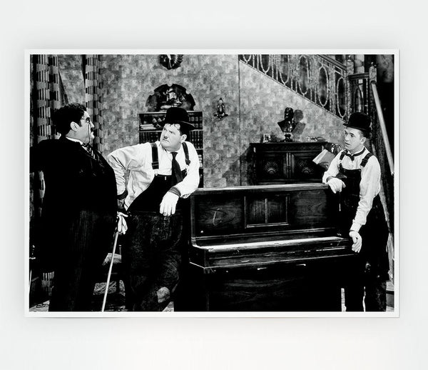 Laurel And Hardy Piano Break Print Poster Wall Art