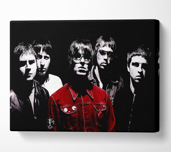 Picture of Oasis Liam Red Coat B n W Canvas Print Wall Art