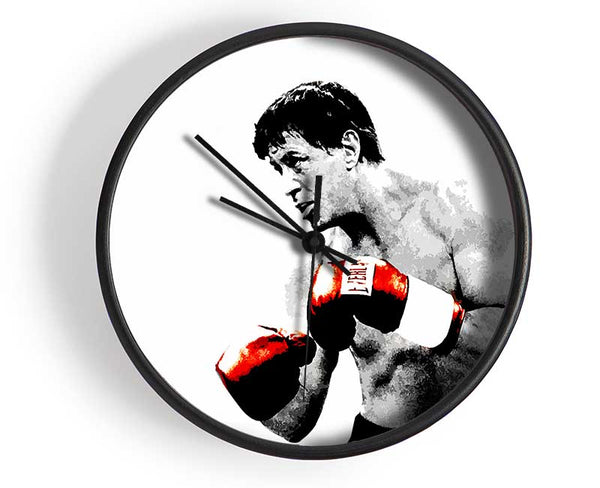 Rocky B n W Red Gloves Clock - Wallart-Direct UK