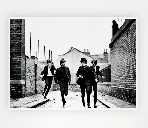 The Beatles Running Print Poster Wall Art