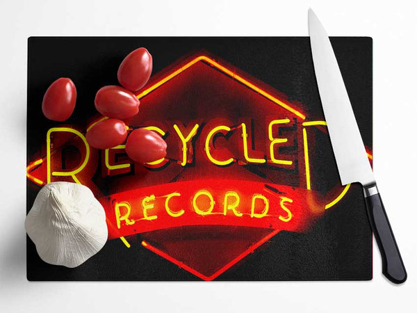Recycled Records Glass Chopping Board