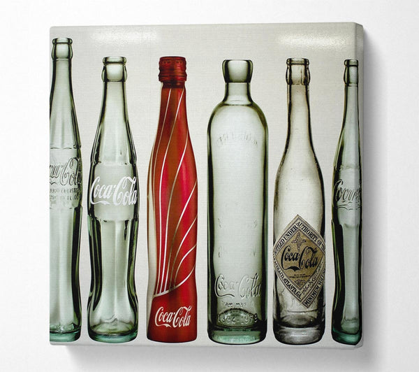 Picture of Old Coca Cola Bottles Square Canvas Wall Art