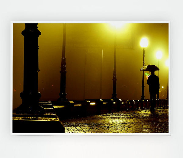 Alley Night Print Poster Wall Art