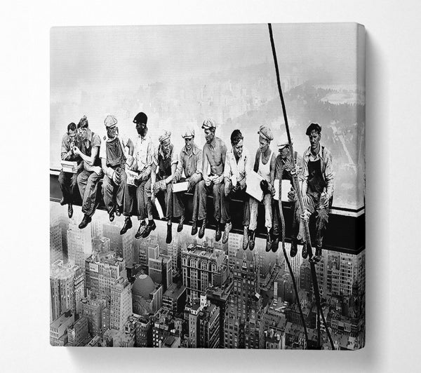 A Square Canvas Print Showing Lunch A Top Of A Skyscraper Square Wall Art