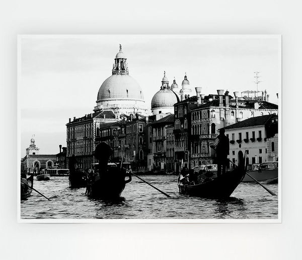 Venice Gondolas B N W Print Poster Wall Art