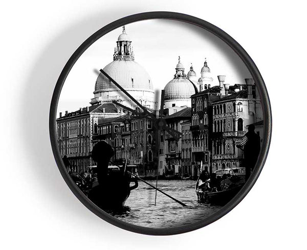 Venice Gondolas B n W Clock - Wallart-Direct UK