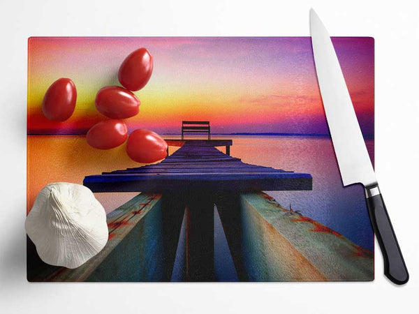 The Perfect Sunset Dock Glass Chopping Board