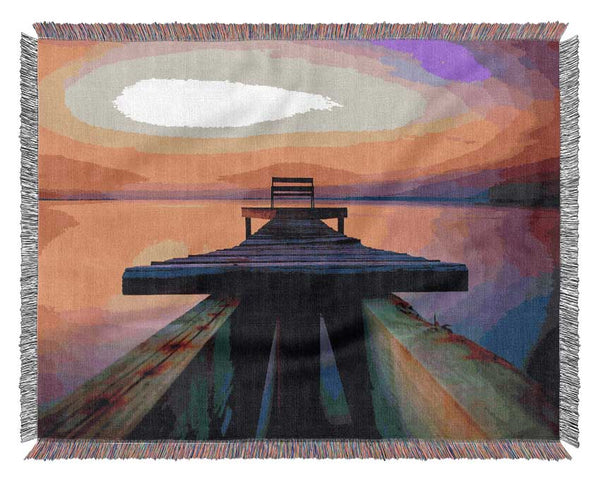 The Perfect Sunset Dock Woven Blanket