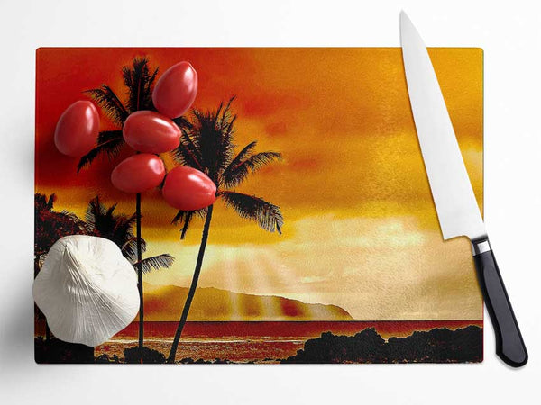 Sunset In The Tropics Glass Chopping Board