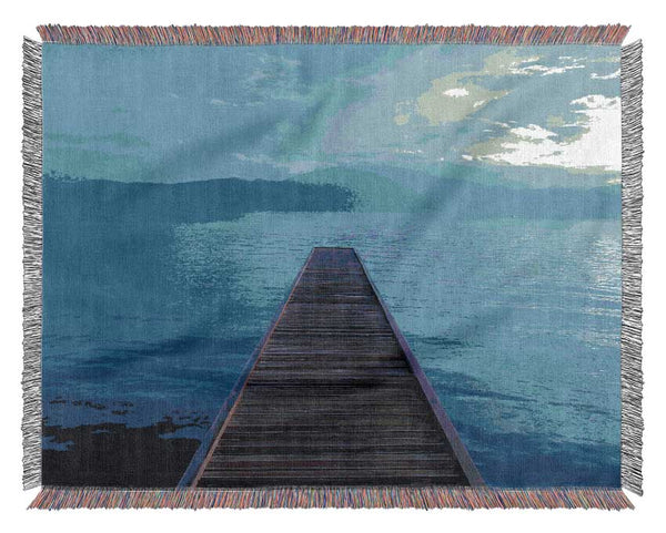 Wooden Bridge To The Sea Woven Blanket