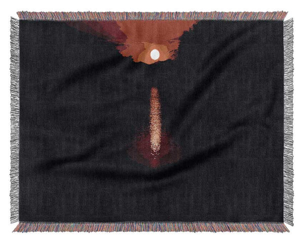 As The Stunning Red Sun Goes Down Woven Blanket