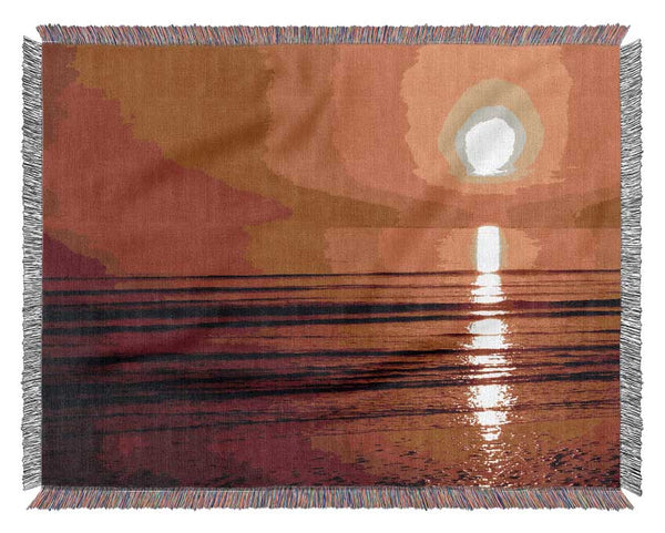 The Oceans Sun Reflection Orange Woven Blanket