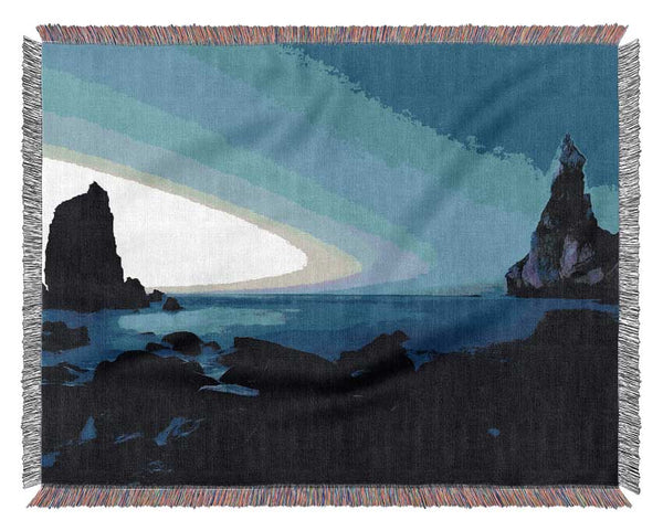 Tranquil Ocean Blue Woven Blanket