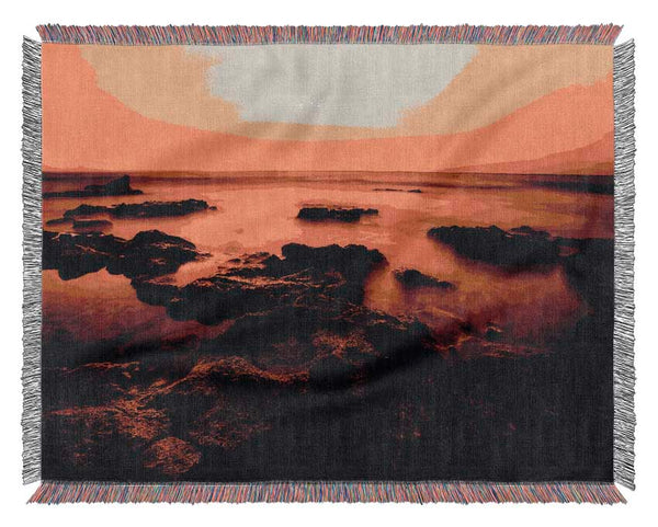 Yellow Sunset Rocks Woven Blanket