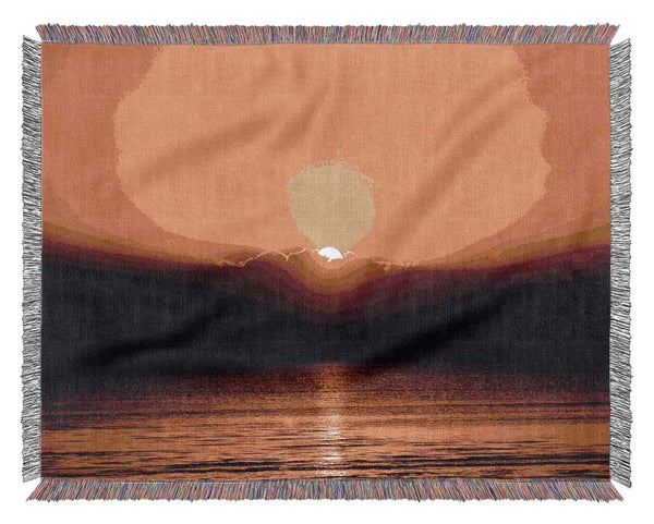The Last Glimmer Of The Orange Ocean Sun Woven Blanket