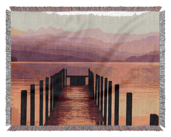 Tranquil Boardwalk Ocean Woven Blanket