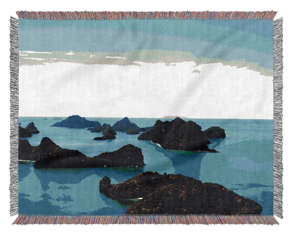 Tranquil Turquoise Rocks Woven Blanket