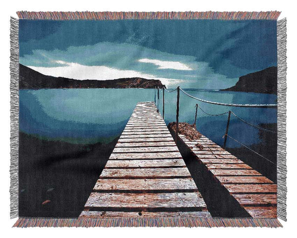 Tranquil Boardwalk Lake Woven Blanket