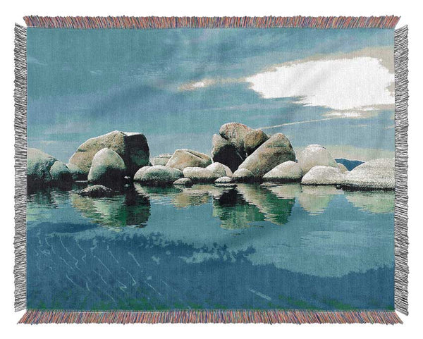 Aqua Rock Pool Woven Blanket