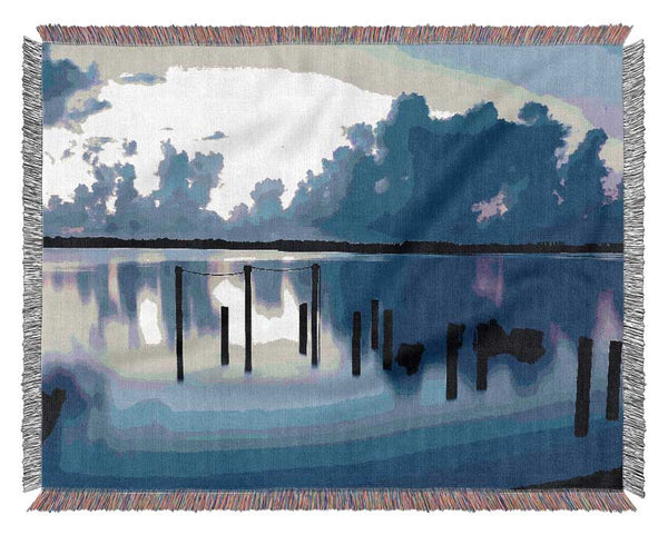 Tranquil Blue Lake Woven Blanket