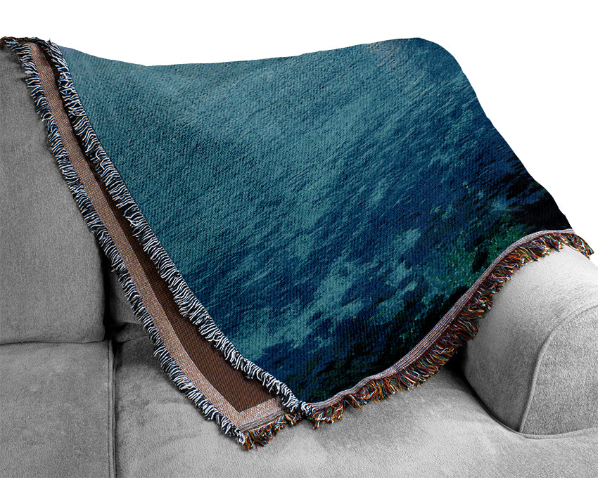 White Ocean Rocks Woven Blanket