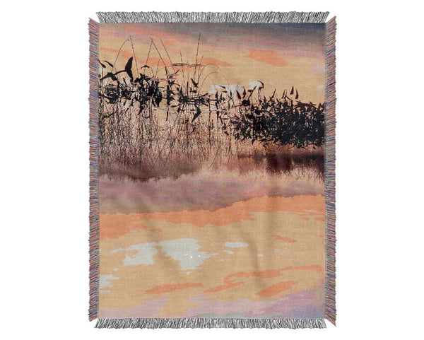 Winter Lake At Daybreak Woven Blanket