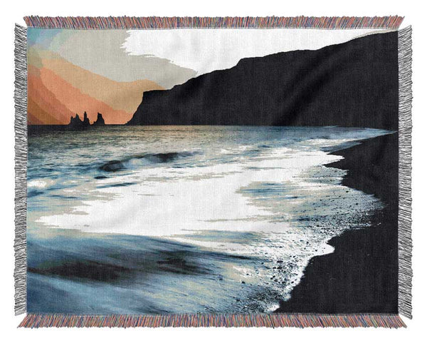 The Oceans Ebb At Dusk Woven Blanket