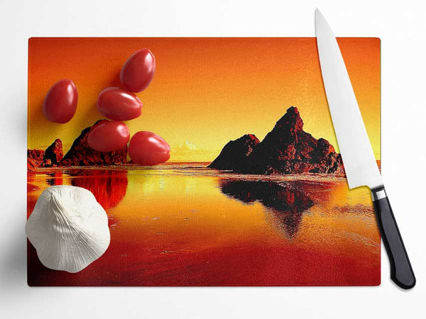 Reflections Of The Rocky Ocean Glass Chopping Board