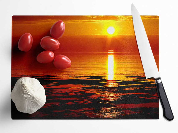 Lapping Waves In Golden Sunlight Glass Chopping Board