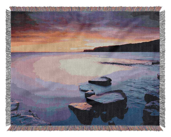 Tranquil Ocean Dusk Woven Blanket