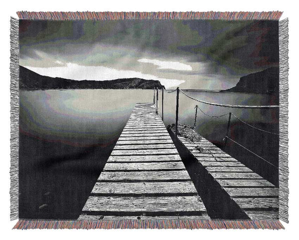 Abstract Pier B n W Woven Blanket