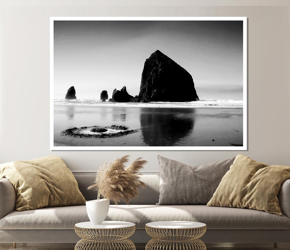 Turning Of The Tides B N W Print Poster Wall Art