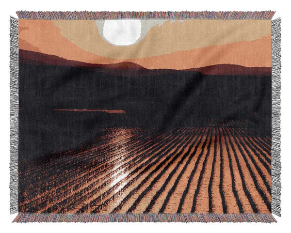 Sunset Over The Wheatfield Woven Blanket