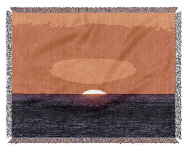 As The Sun Goes Down Over The Ocean Orange Woven Blanket