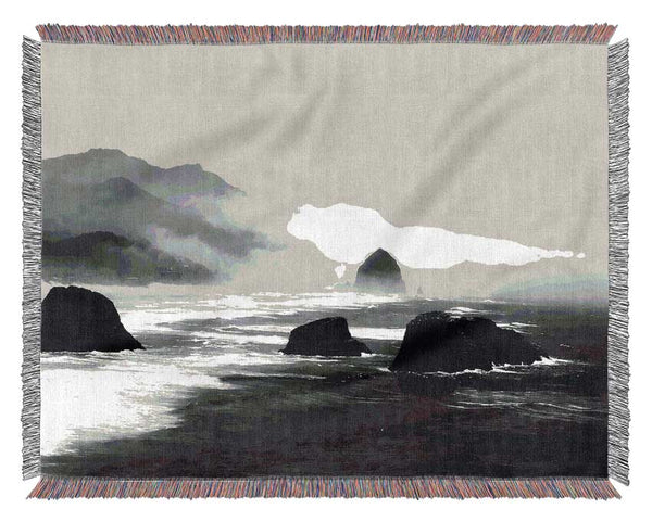 The Oceans Swell B n W Woven Blanket
