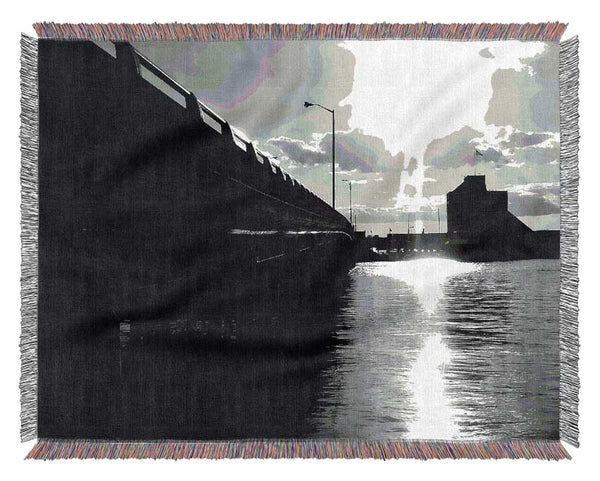 The Pier Above B n W Woven Blanket