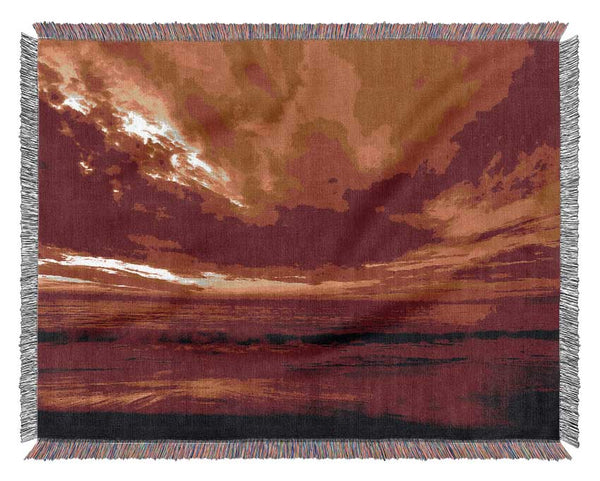 Vibrant Red Skys Woven Blanket