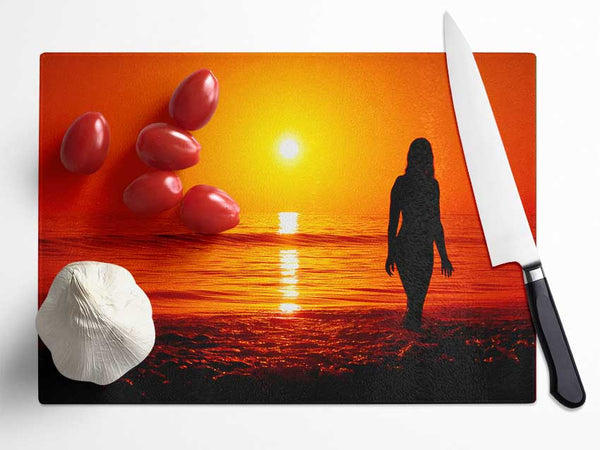 The Goddess Of The Orange Ocean Sun Glass Chopping Board